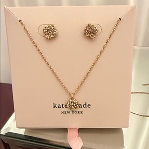 Kate Spade Gold Heart Earrings and Necklace Set